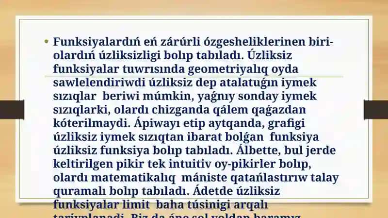 Funkciyanıň ûzliksizligi 4