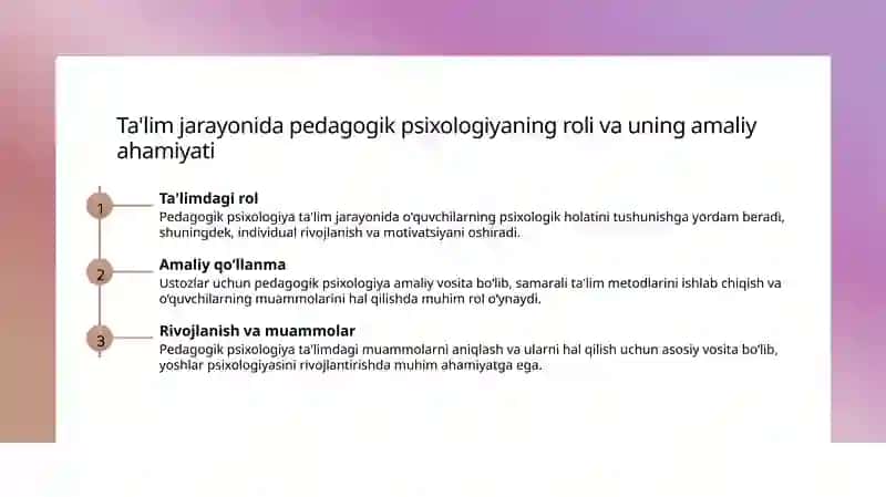 Pedagogik psixologiya: predmeti, tuzilmasi, muammolari 4