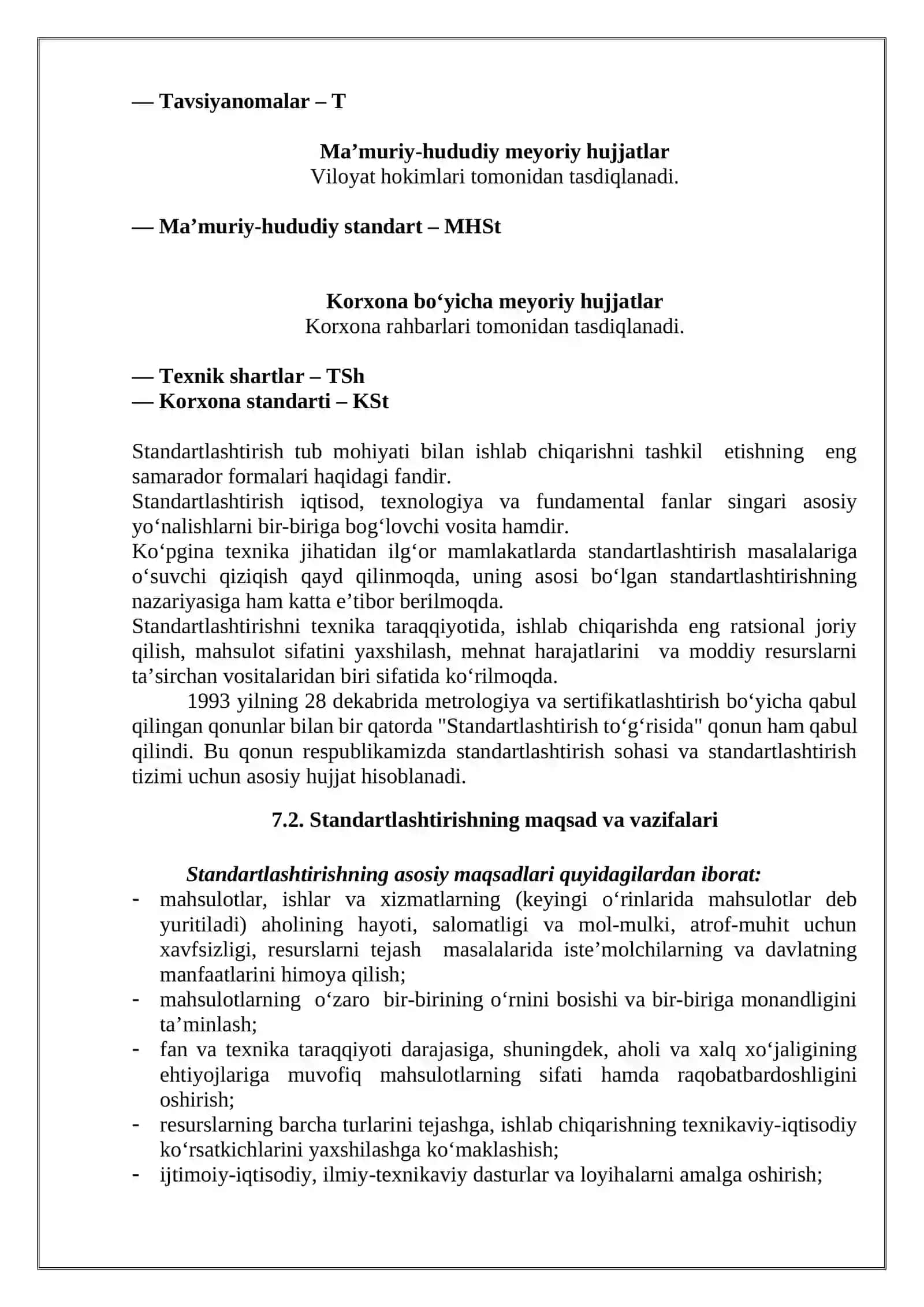 7-Ma’ruza. Standartlashtirishning maqsad va vazifalari 4