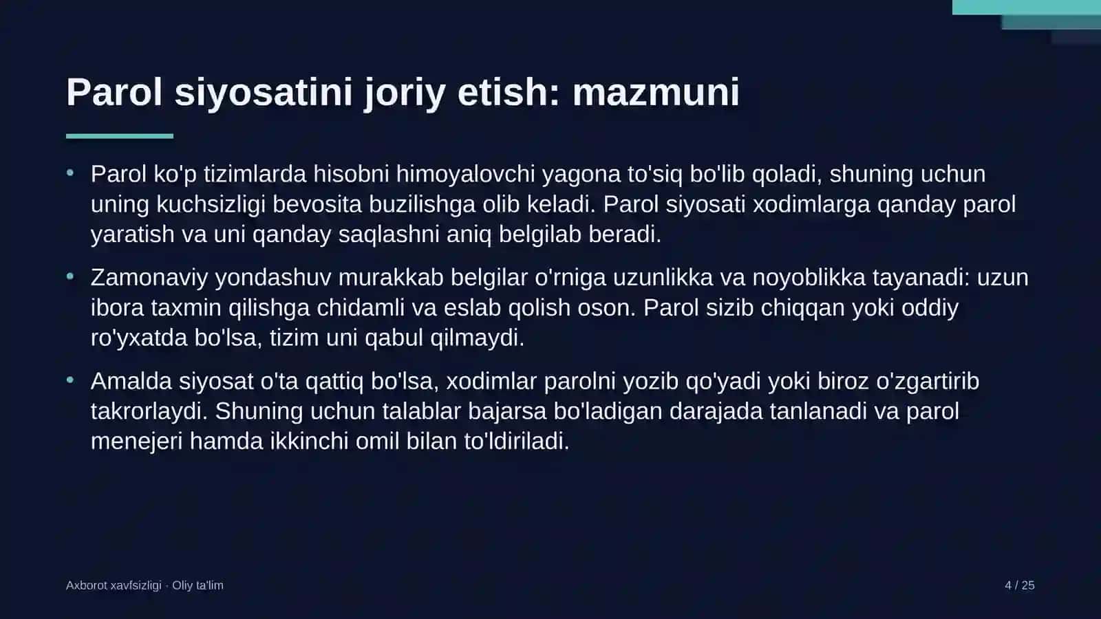 Konsullik muassasalarida parol siyosatini joriy etish 4