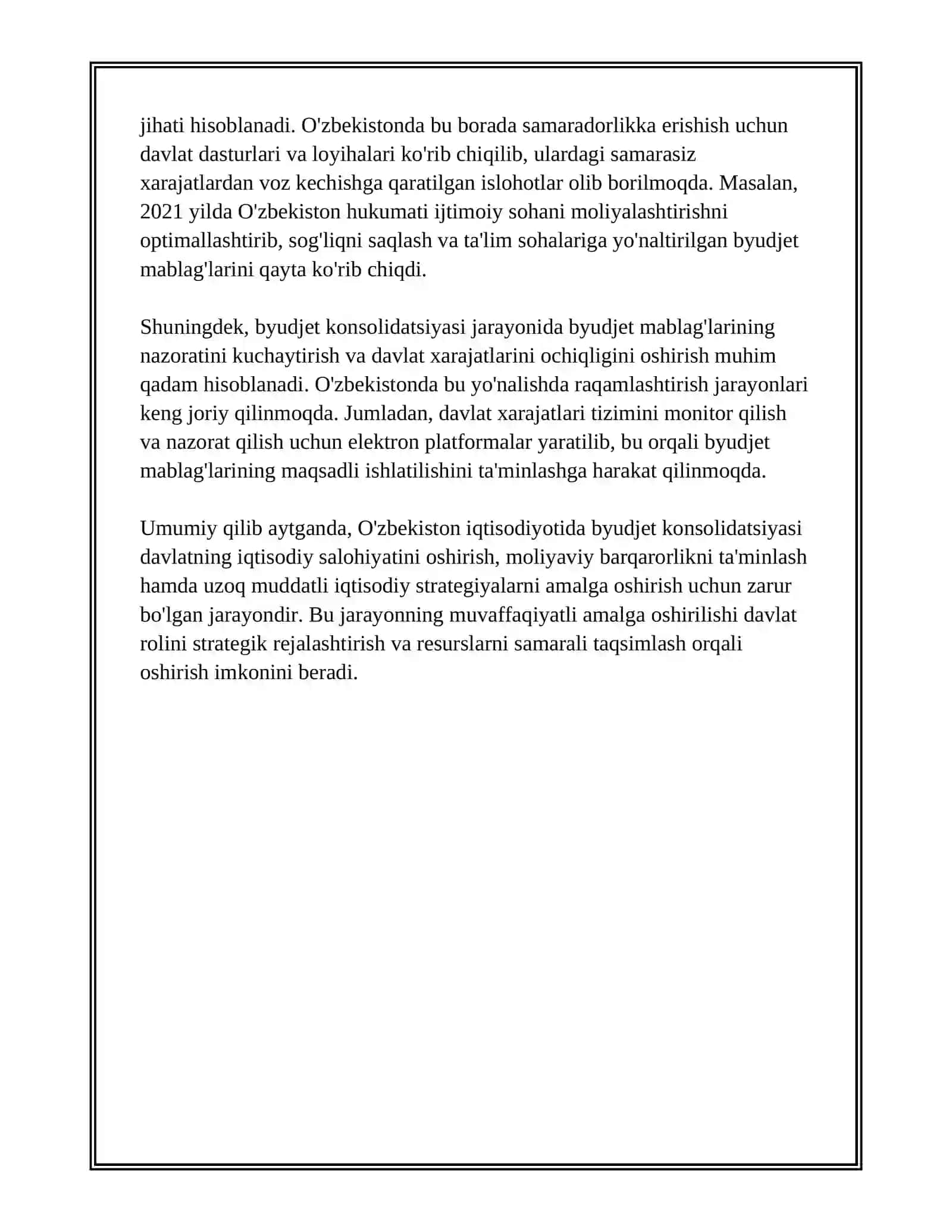 O’ZEKISTON IQTISODIYOTIDA FISKAL KONSOLIDOTSIYA VA BUDJET INTIZOMI MUAMMOLARI 4