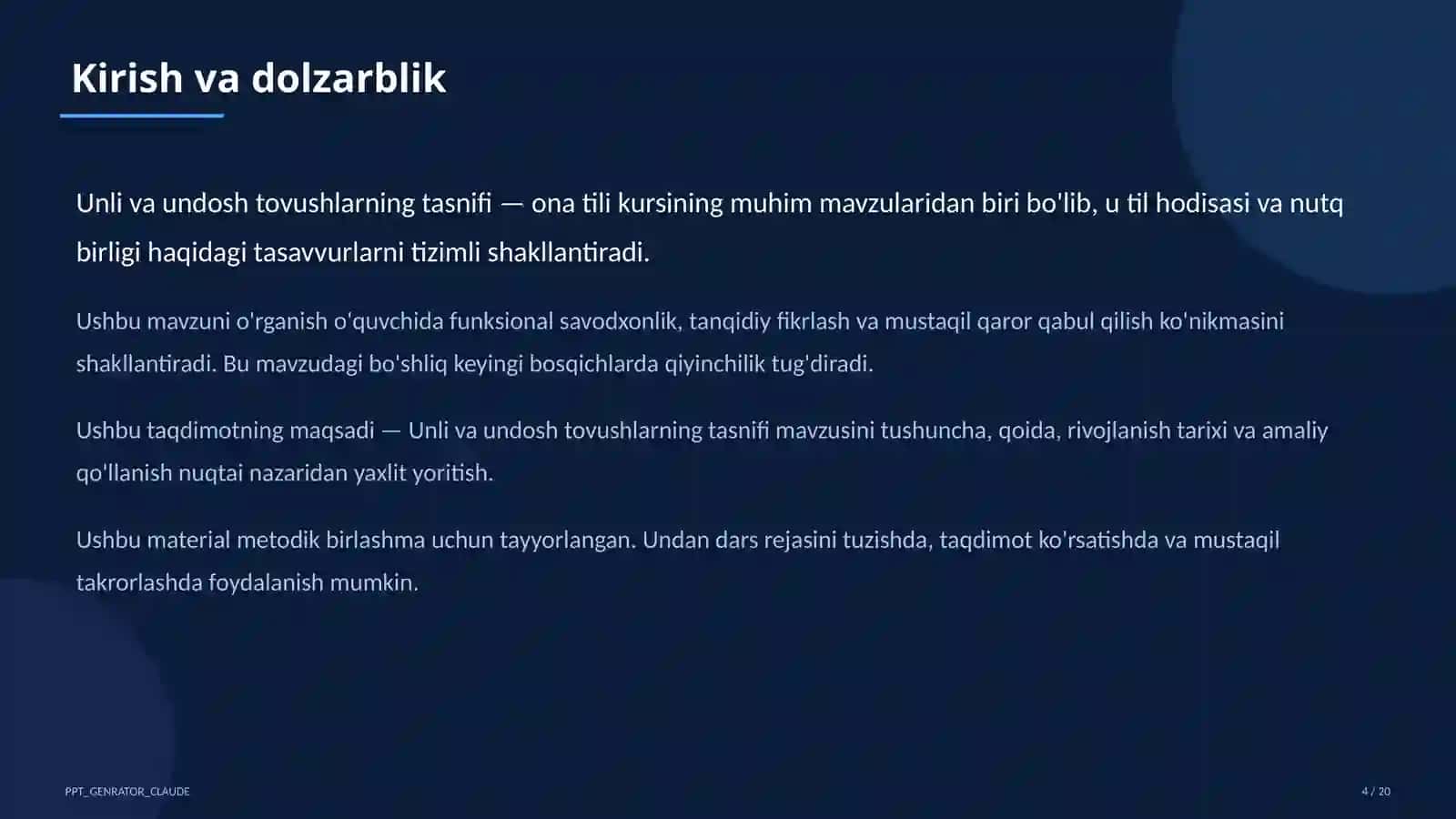 Unli va undosh tovushlarning tasnifi (5-sinf) 4