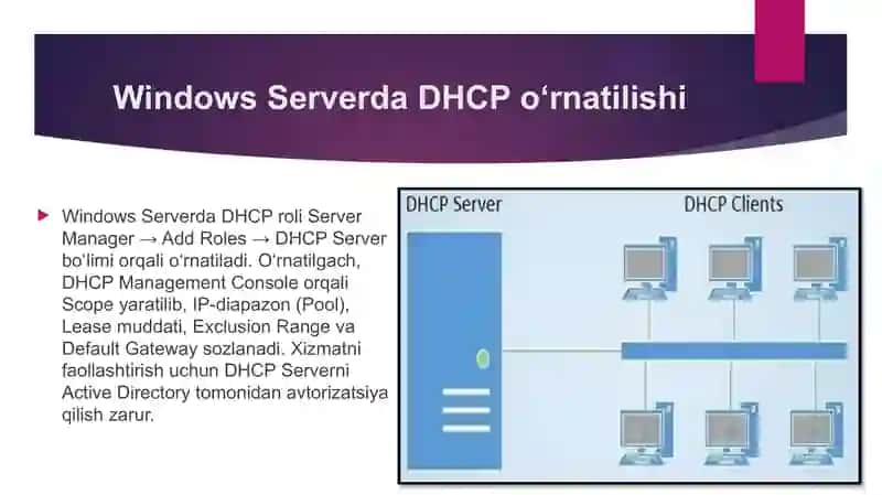 OT da tarmoq xizmatlari konfiguratsiyasi. (DHCP, DNS, FTP, Web-server kabi xizmatlarning o’rnatilish 4