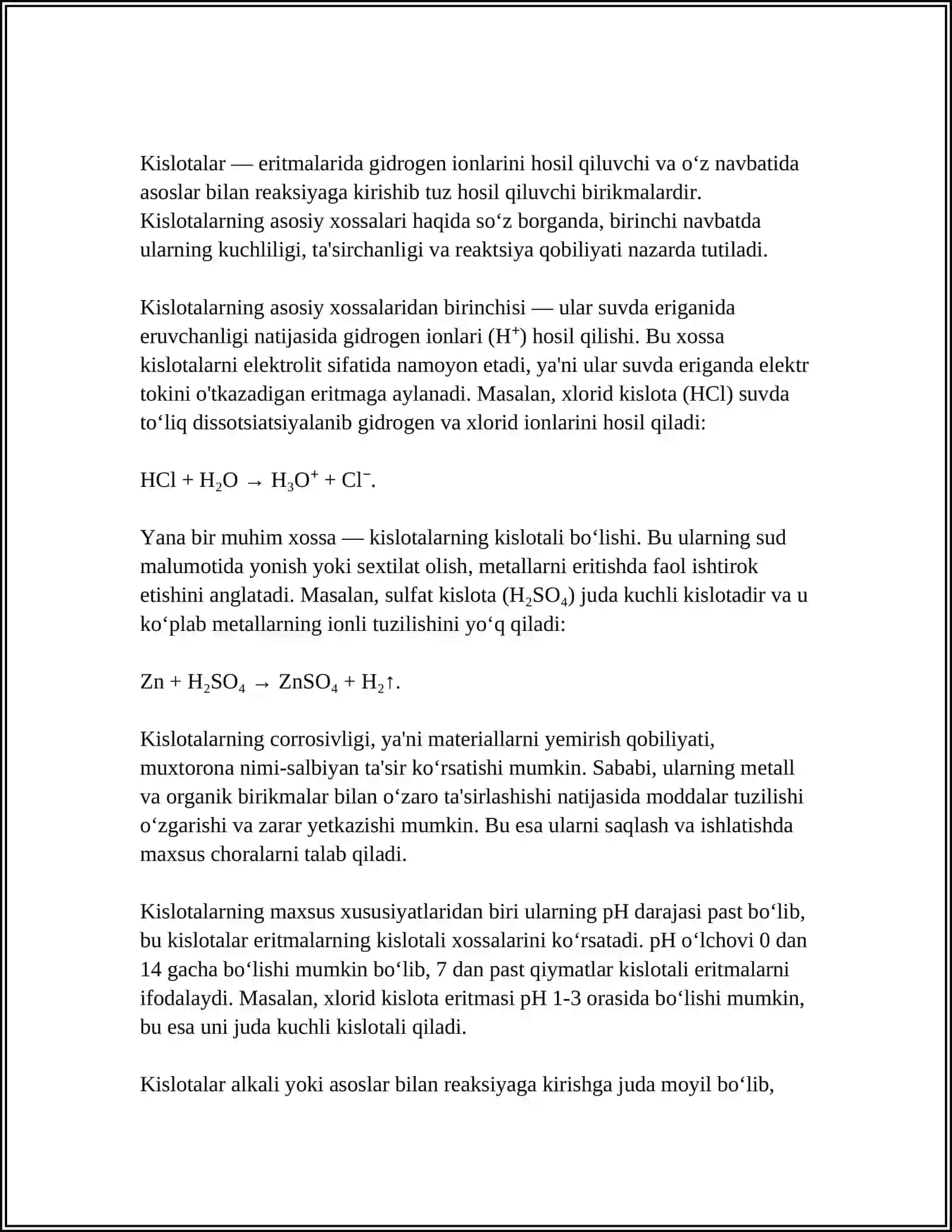 Kislatalarning xossalari 4