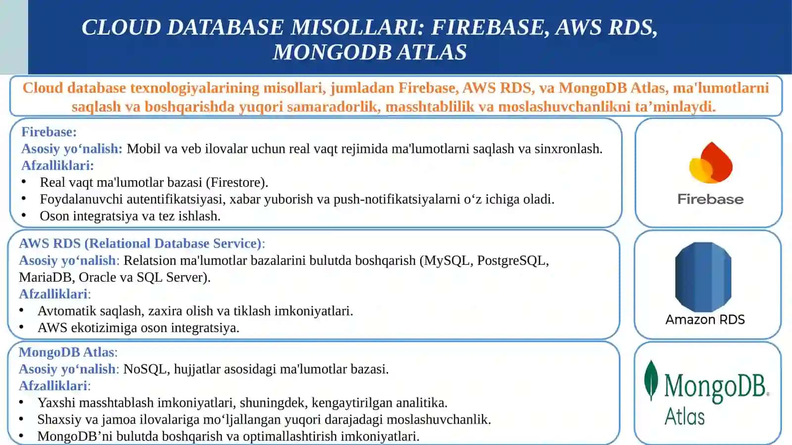 Bulutli hisoblashda tezkorlik va samaradorlik. NoSQL ma’lumotlar bazasi 4