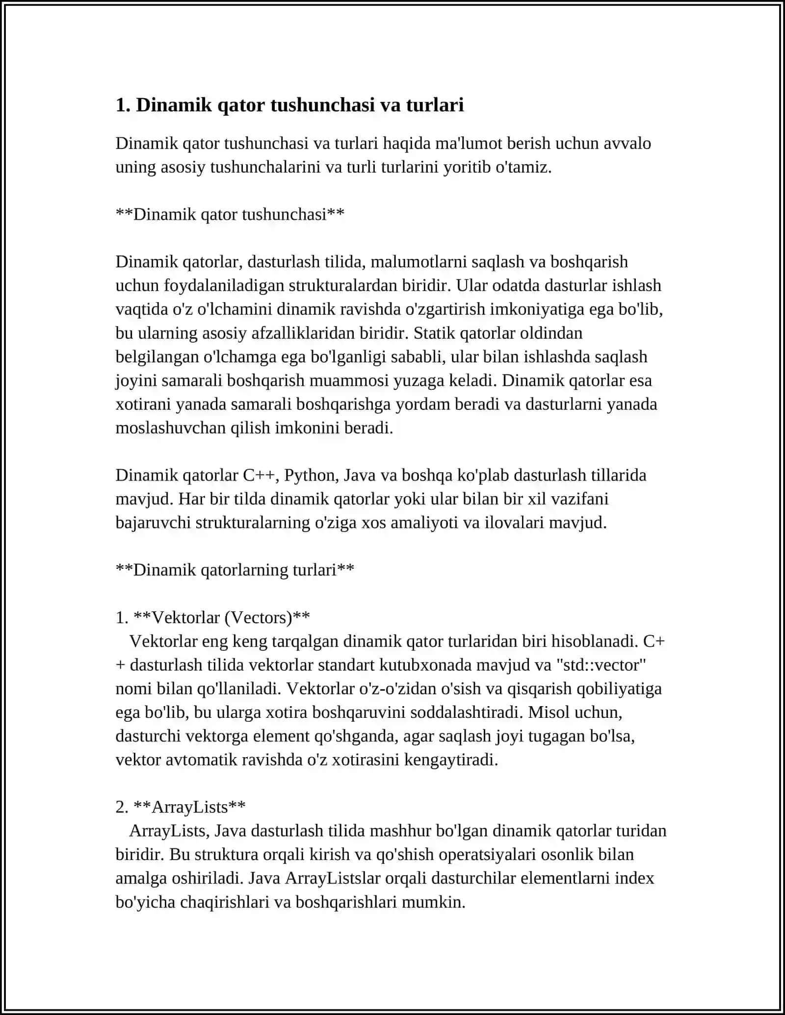 TAQDIM ETILGAN STATISTIK JADVALLAR ASOSIDA DINAMIK QATORLARNI TAHLIL QILISH VA TAHLILIY MALUMOTNOMA TAYYORLASH 4