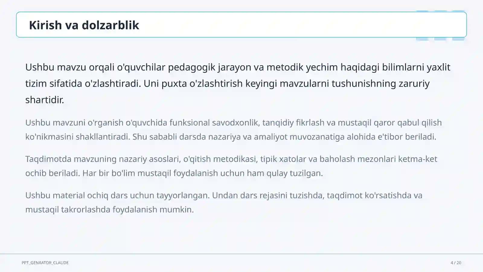 O'qituvchining nutq madaniyati va pedagogik muloqot 4