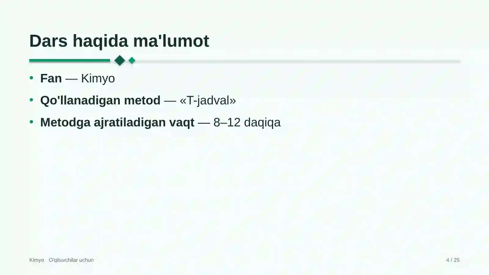 kimyo darslarida t jadval metodidan foydalanish 4140 4
