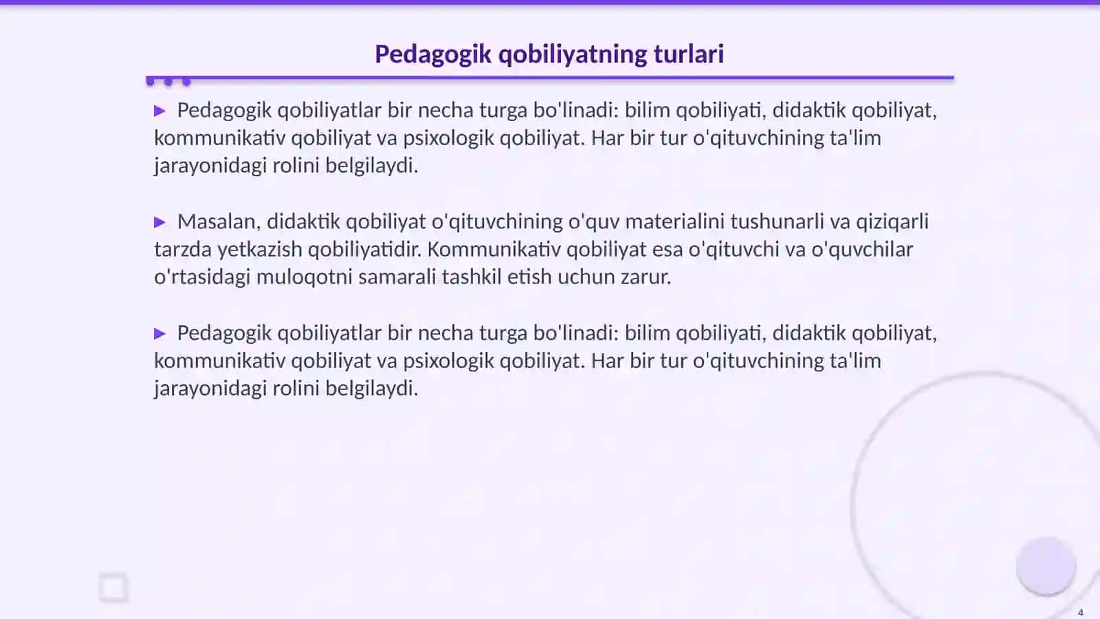 Qobiliyat va pedagogik qobiliyat haqida tushuncha 4