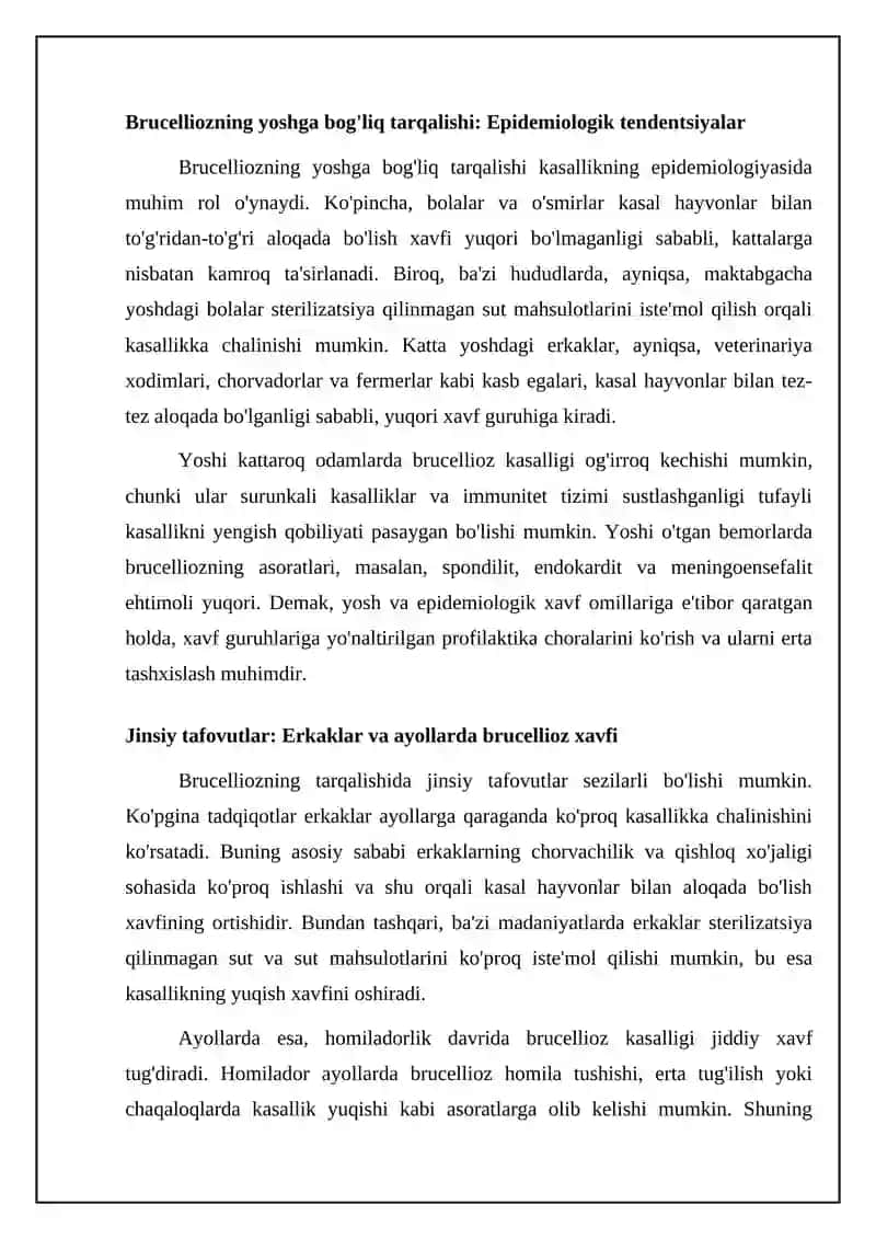 Brucelliozda yosh va jins omillari: Epidemiologiya va xavf omillari 4