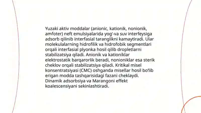 Neft emulsiyalarini yo'q qilish mexanizmi 4
