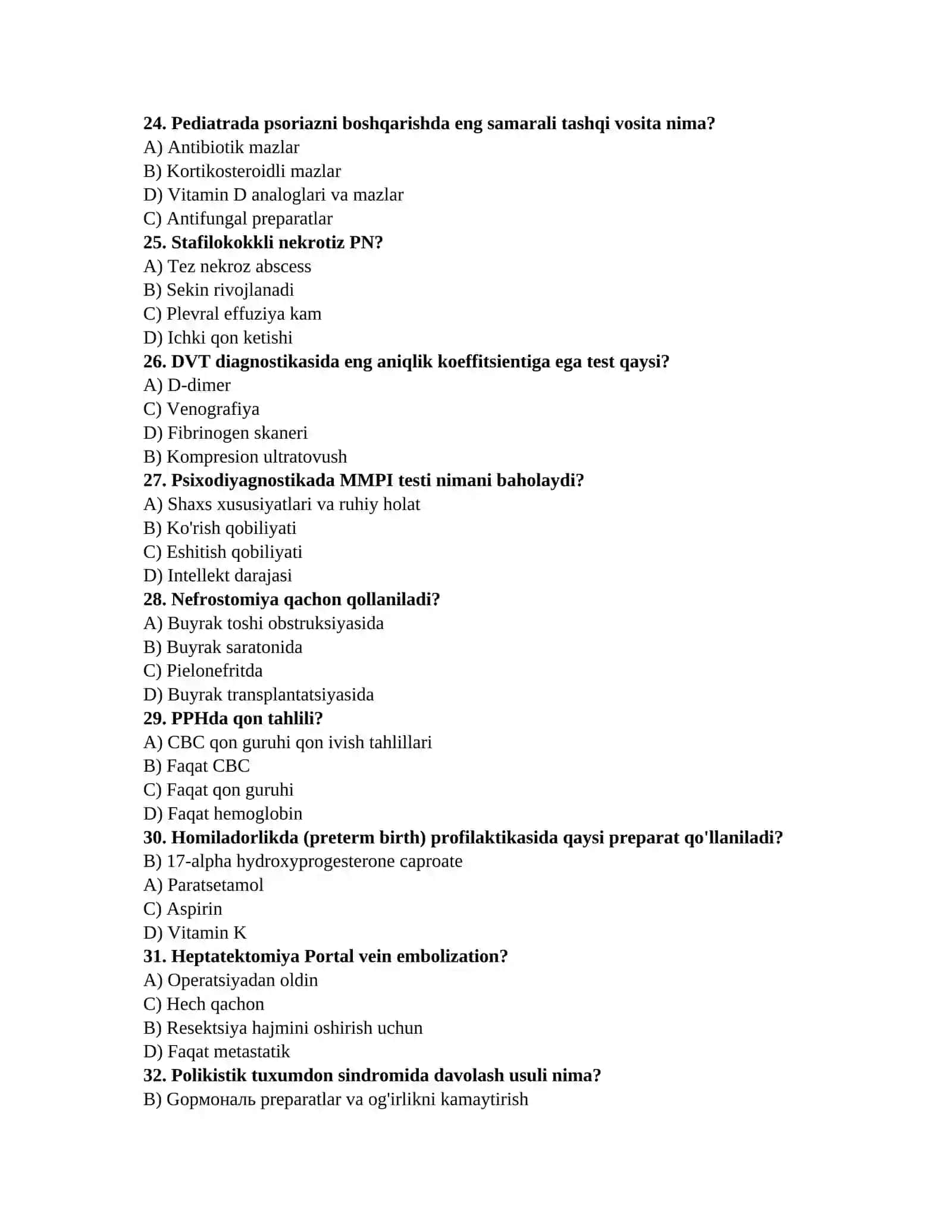 Klinik ordinator testlari 4