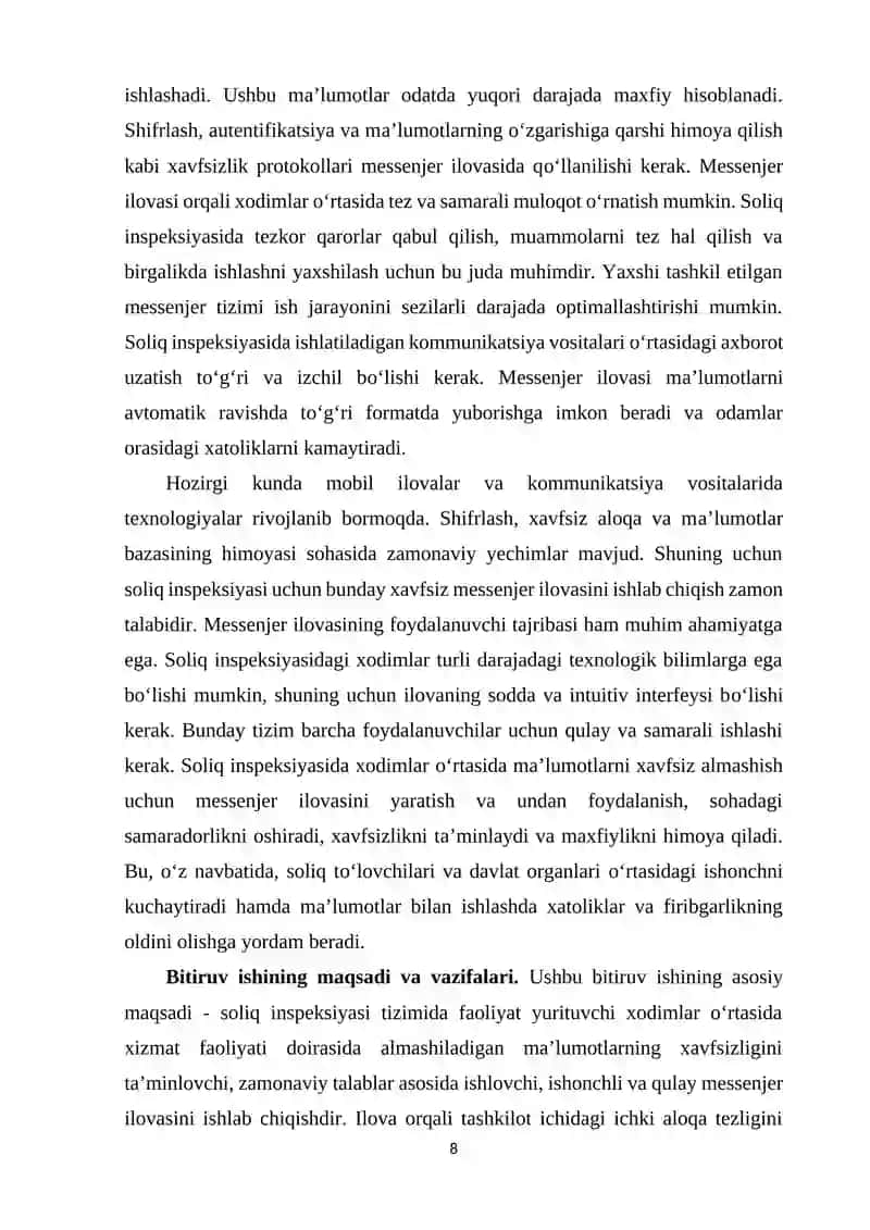Soliq inspeksiyasida xodimlar uchun ma’lumotlarni xavfsiz almashuvchi messenjer ilova yaratish 4