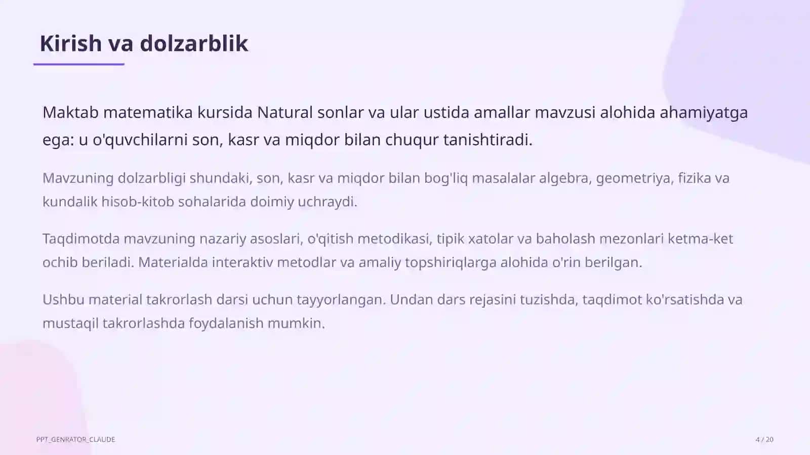 Natural sonlar va ular ustida amallar (5-sinf) 4