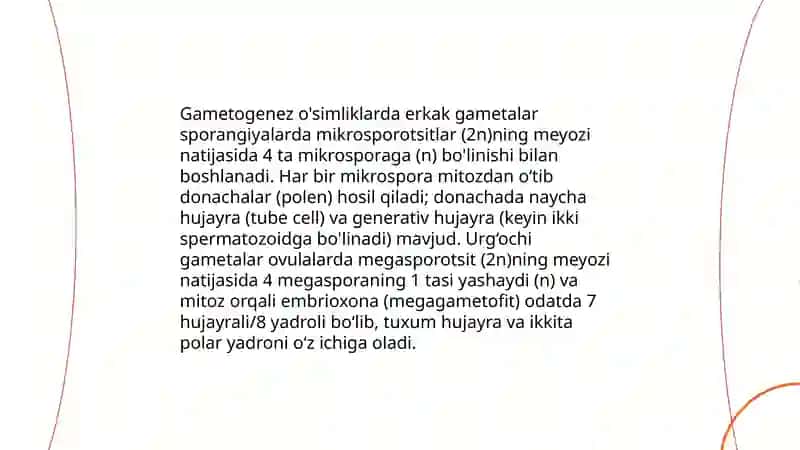 Oʻsimliklarda Zigota va embrion hosil boʻlishi 4