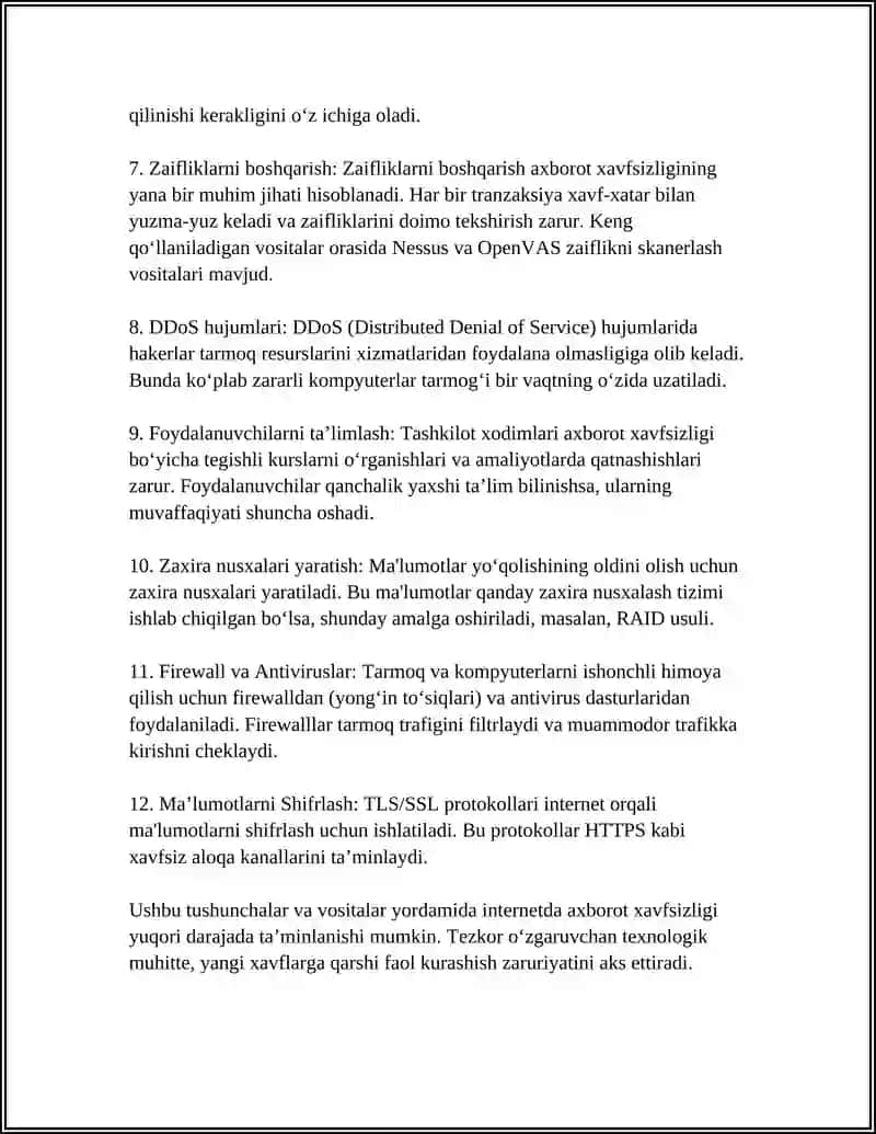 INTERNET TARMOG'IDA AXBOROT XAVFSIZLIK ASOSLARI 4