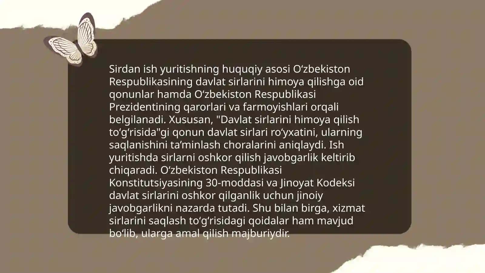 Sirdan ish yuritish mavzusi haqida taqdimot 4