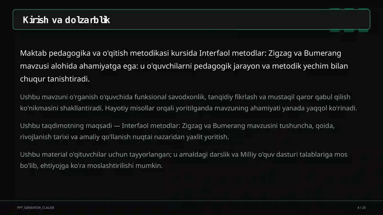 Interfaol metodlar: Zigzag va Bumerang 4