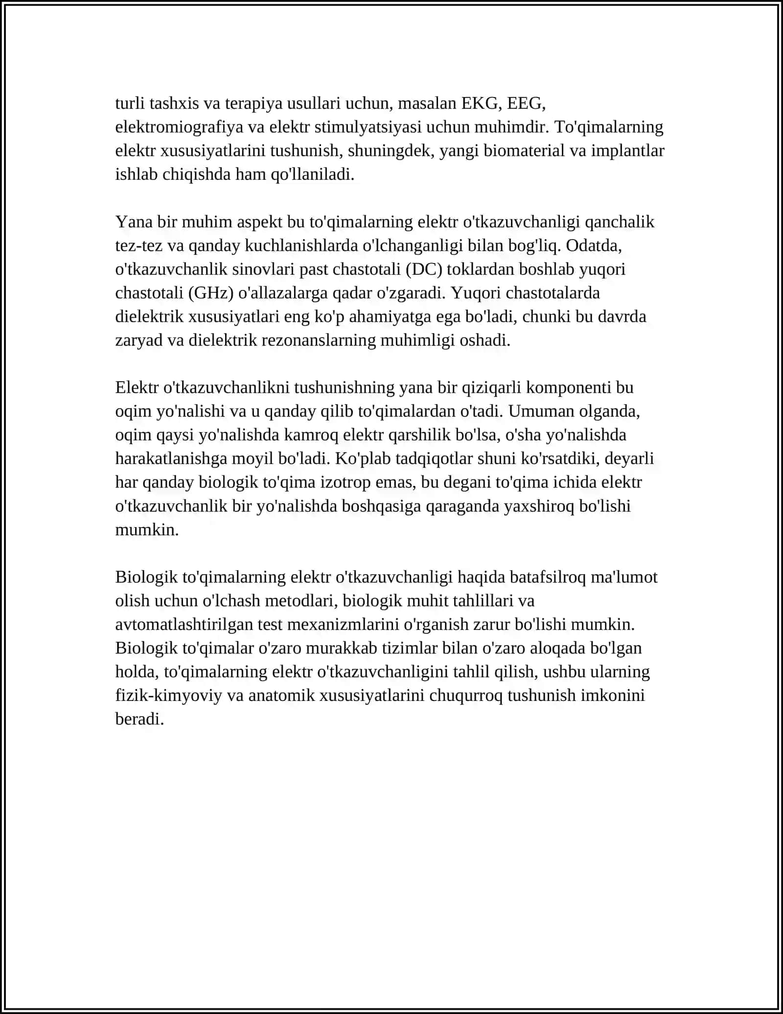 BIOLOGIK TO'QIMALARLARNING ELEKTR O'TKAZUVCHANLIGI 4