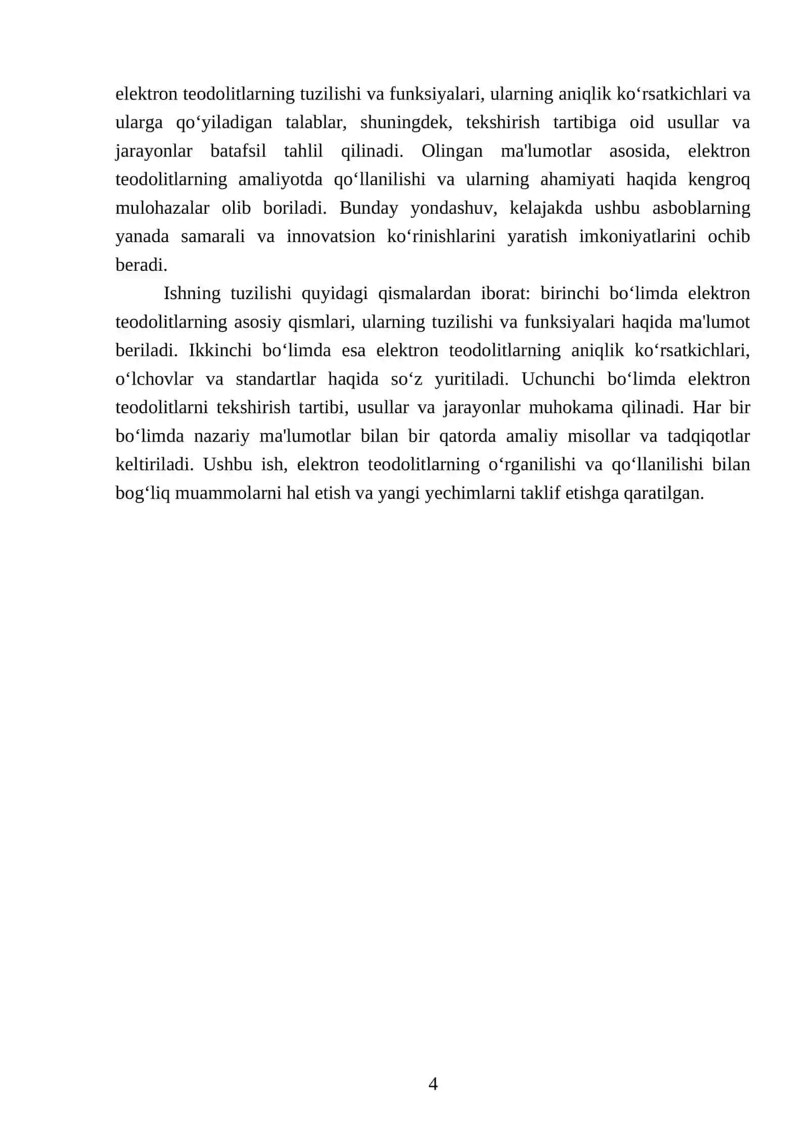 Elektron teodolitlarning asosiy qismlari, aniqlik ko‘rsatkichlari va tekshirish tartibi 4
