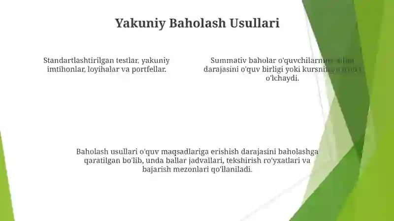 Oʻquv faoliyati natijalarini hisobga olish turlari shakllari va metodlari 4