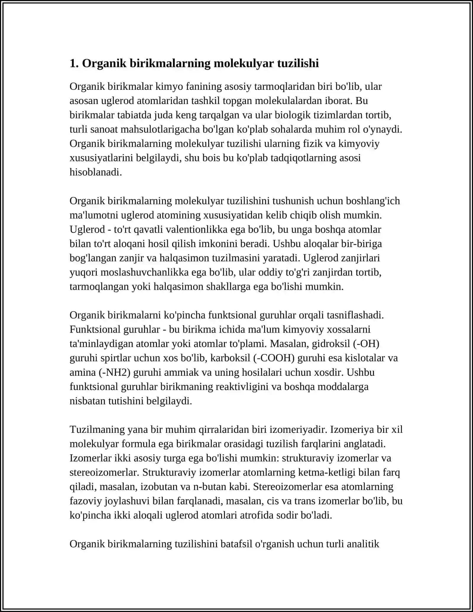 ORGANIK BIRIKMALARNING KIMYOVIY TUZILISH NAZARYASI 4
