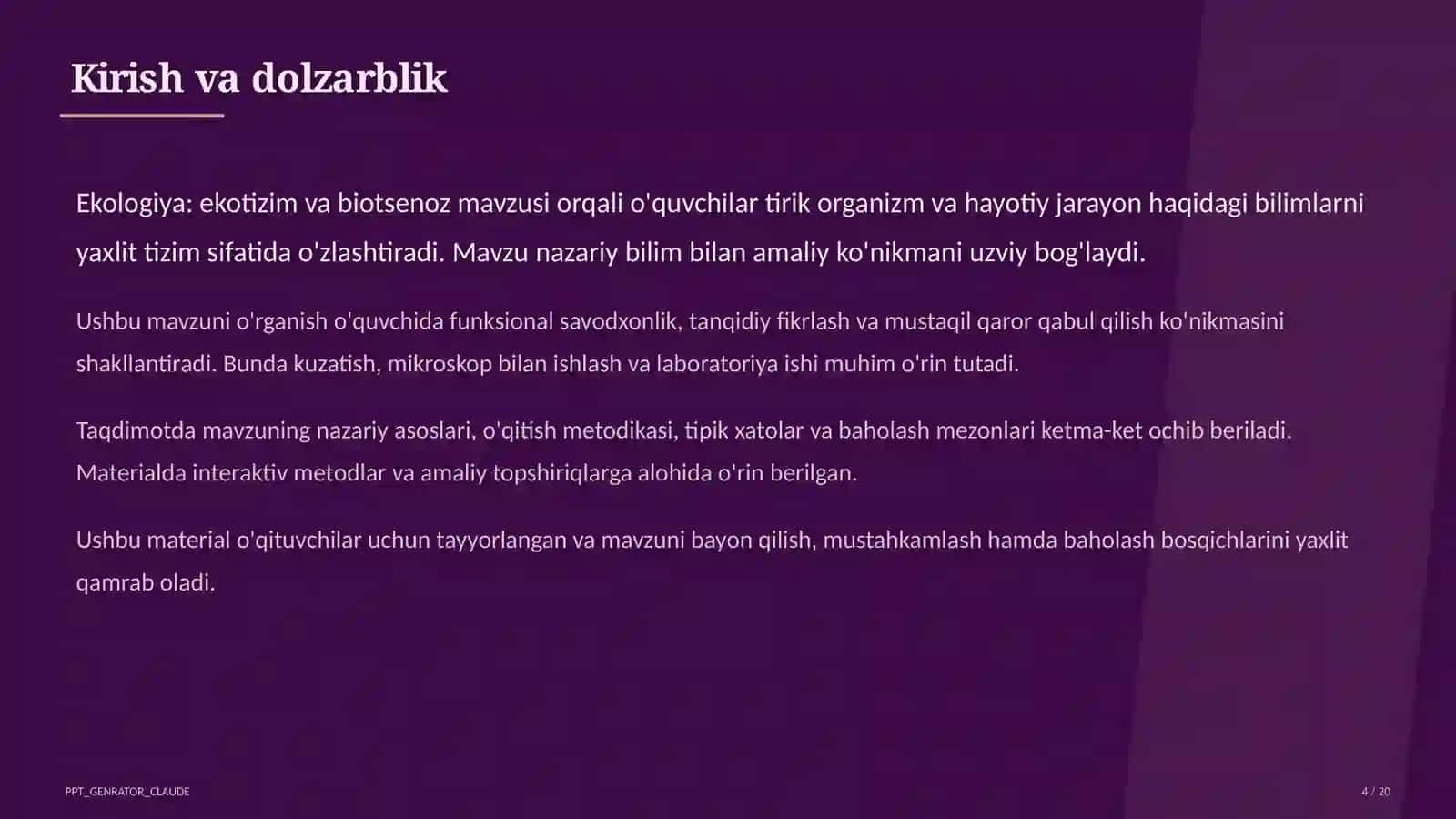 Ekologiya: ekotizim va biotsenoz (10-sinf) 4