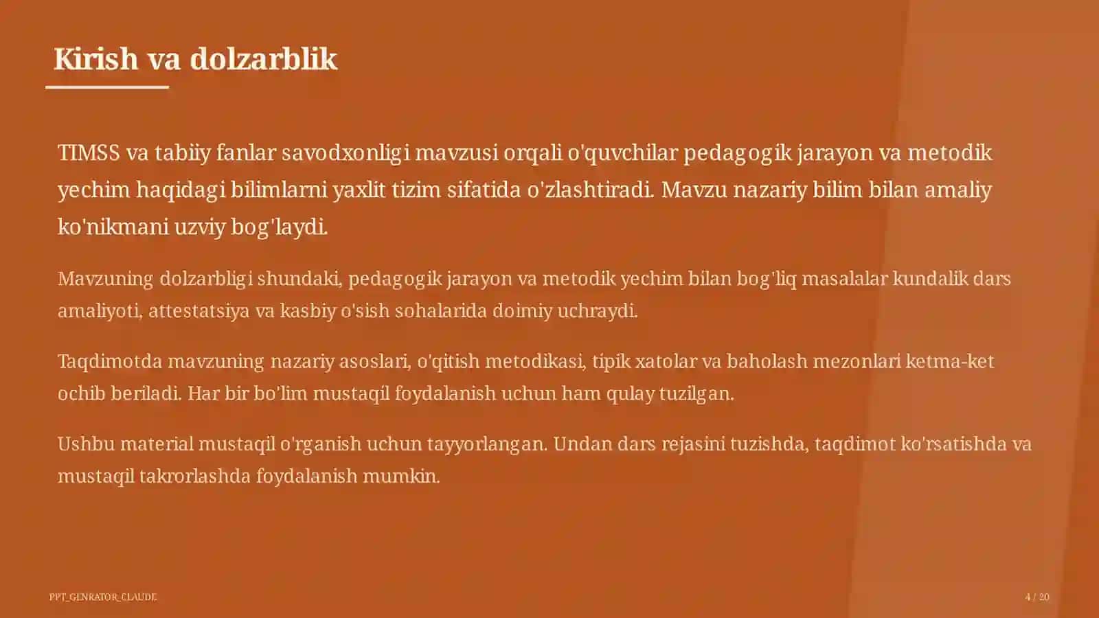 TIMSS va tabiiy fanlar savodxonligi 4