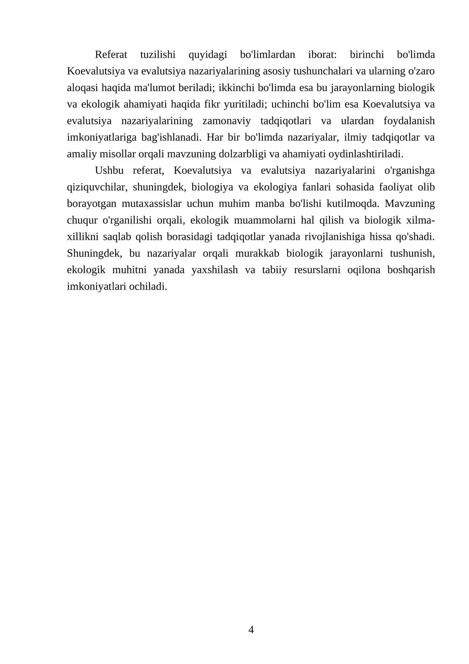 Koevalutsiya va evalutsiya nazariyalari REFERATI 4