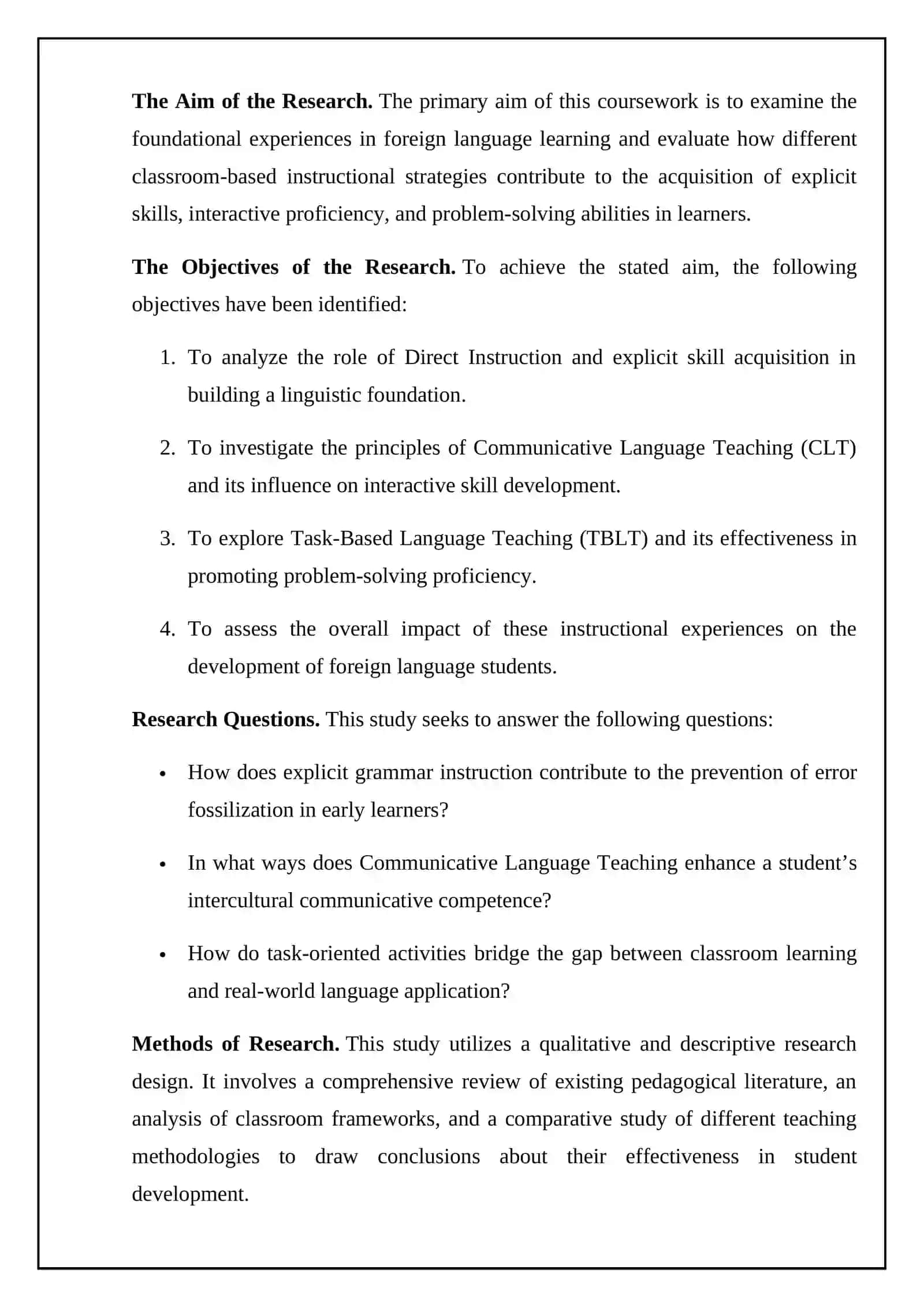 Types of experiences in foreign language teaching and their impact on student's development 4