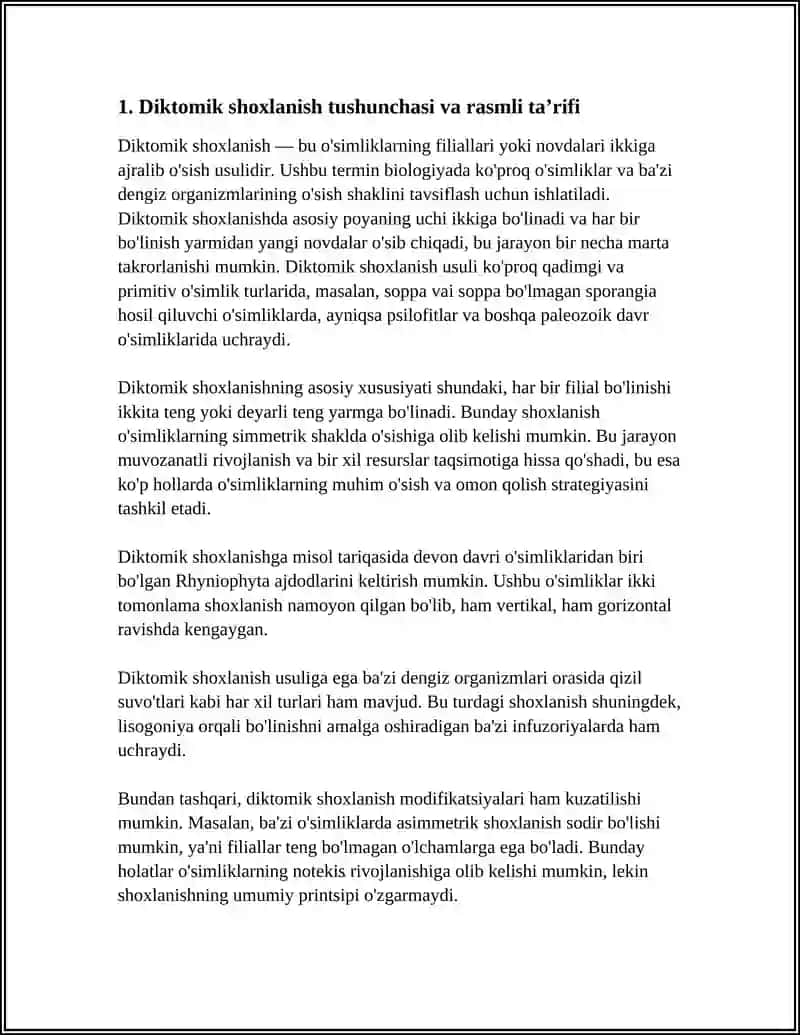 SHOXLANISH TURLARI (DIKTOMIK, MONOPODIAL, SIMPODIAL) RASMLAR VA MISOLLAR ORQALI KO'RSATISH 4