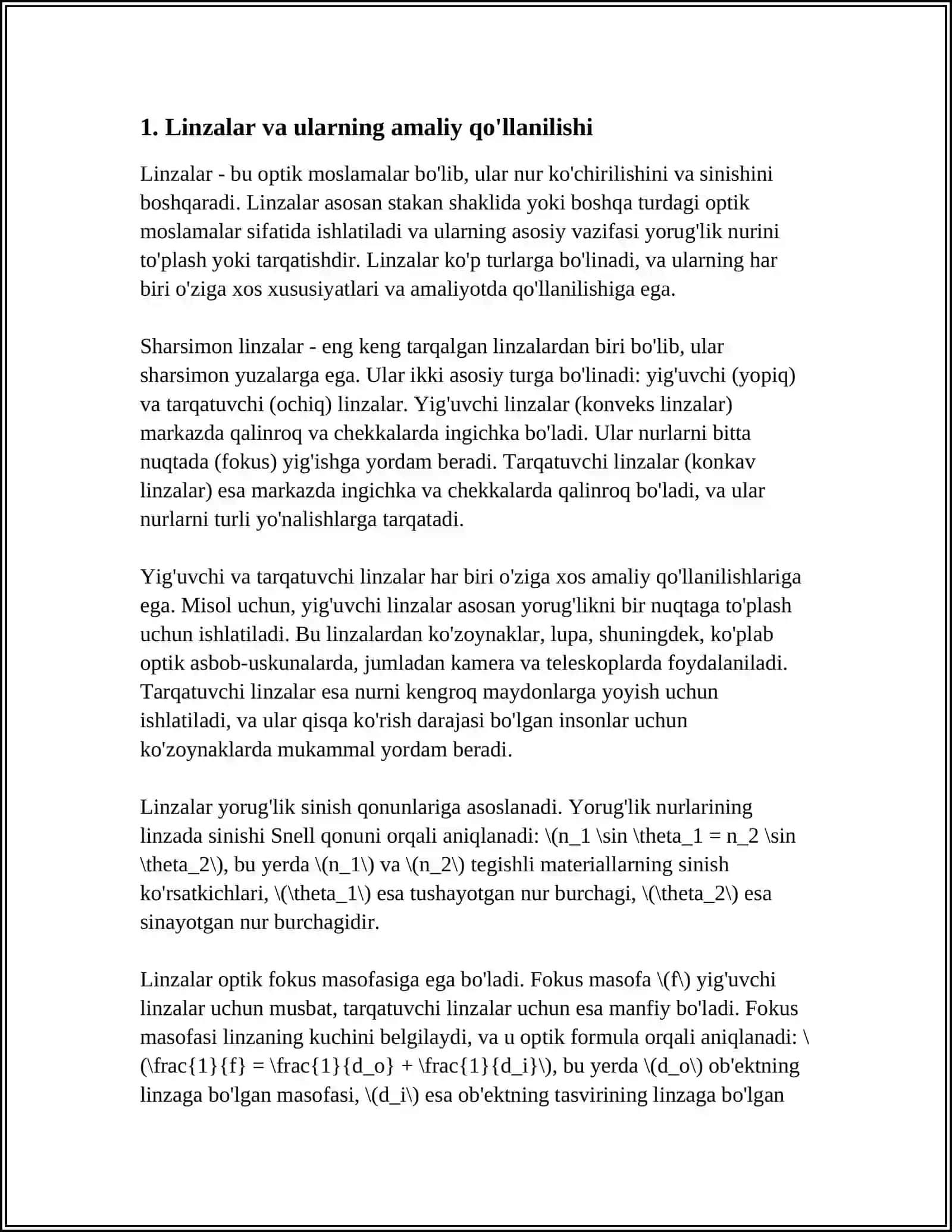 OPTIKADAN NAMOYISH TAJRIBALARI QURILMALARINI YIGʻISH VA ULARNI AMALDA BAJARISH 4