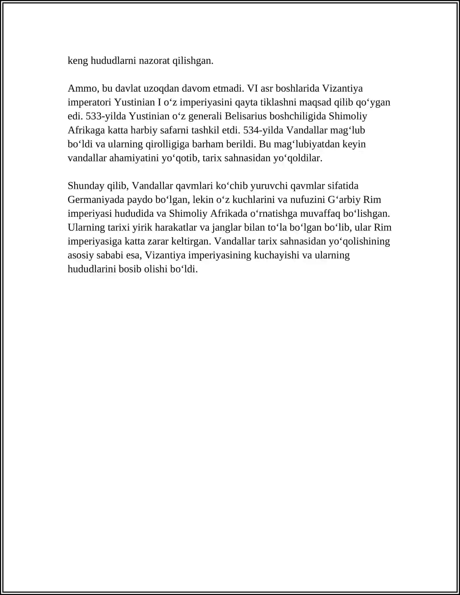 VANDAL QIROLLIGI: TASHAKKUL TOPISHI VA TARAQQIYOTI (429/439-534 YY) 4