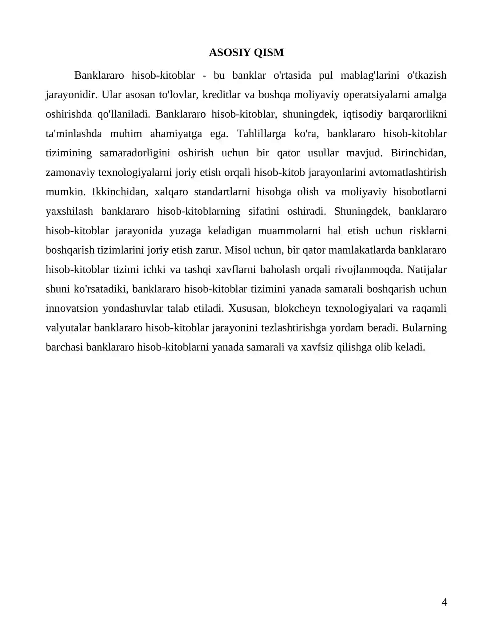 Banklararo hisob-kitoblarning mazmuni va taahkil etilishi 4