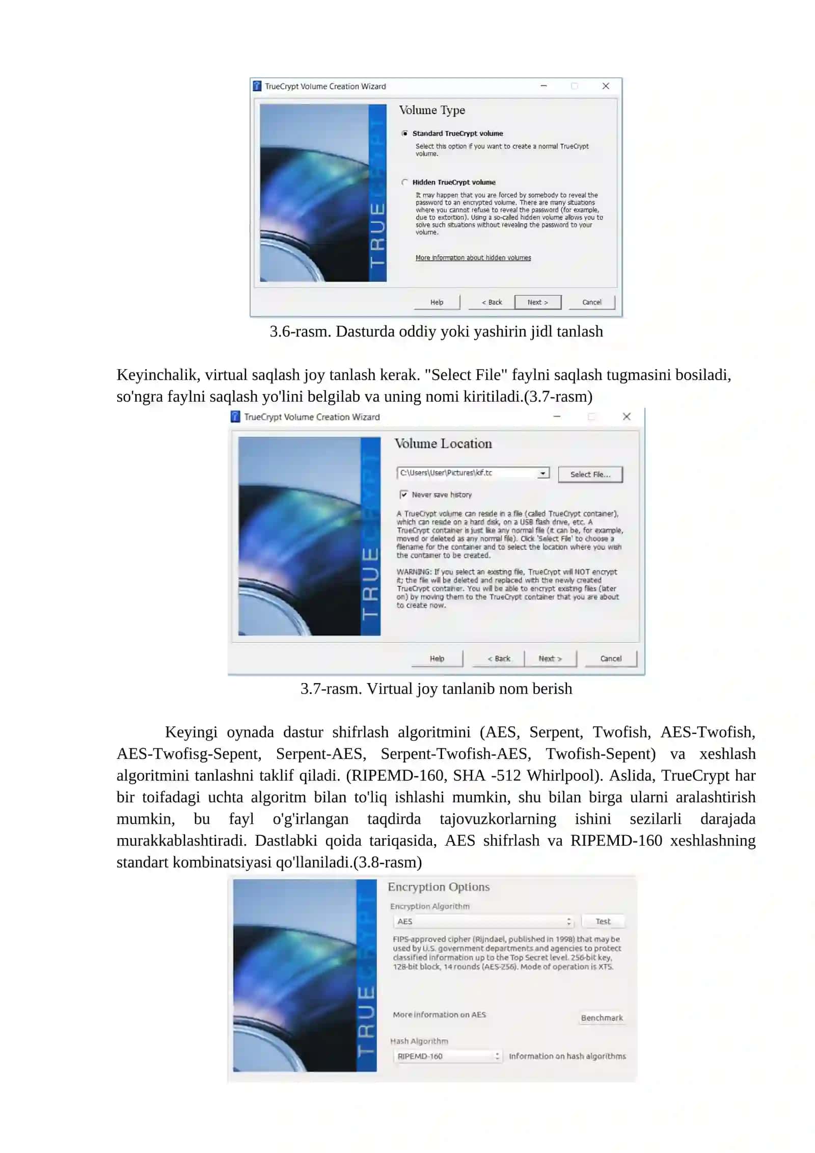 TrueCrypt dasturi yordamida ma’lumotlarni shifrlashni o’rganish 4