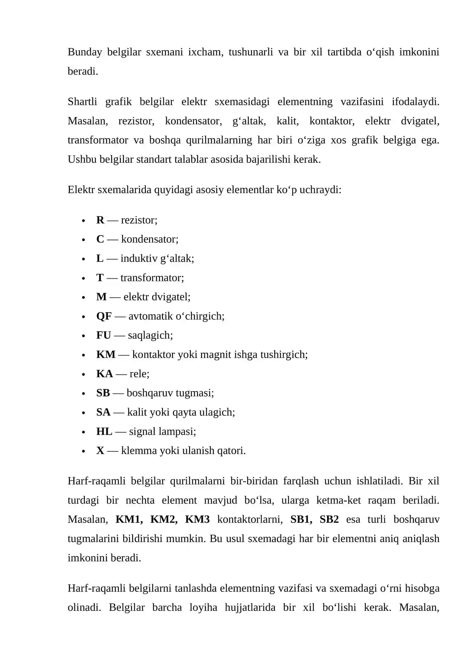 mustaqil ish Elektr sxemalarda zanjirlarni tuzish tartiblari va standartlarini o‘rganish. 4