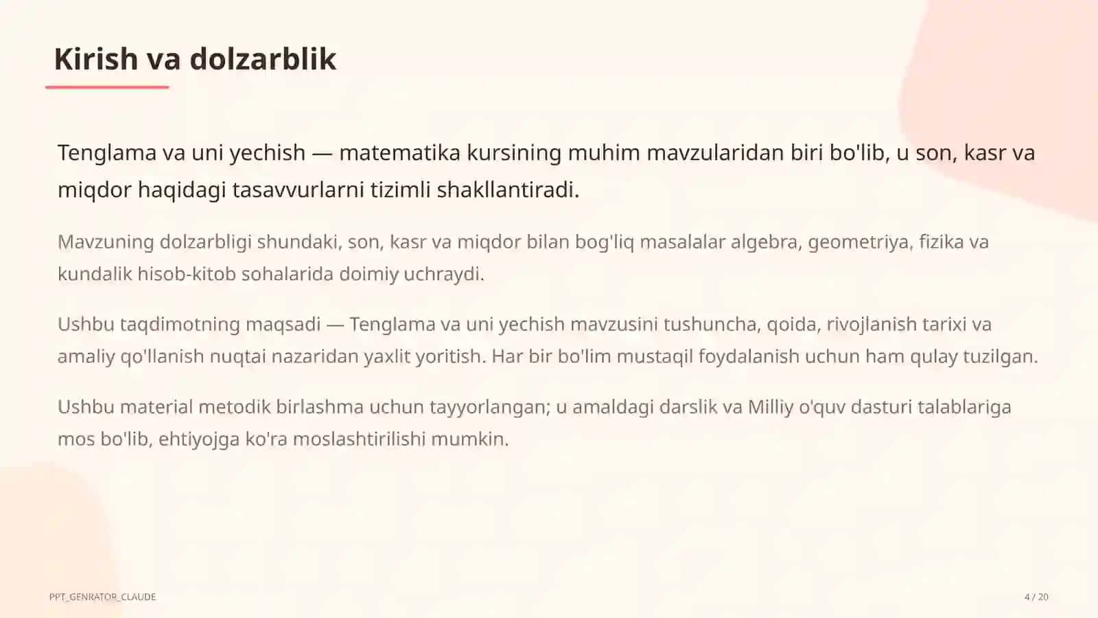 Tenglama va uni yechish (5-sinf) 4