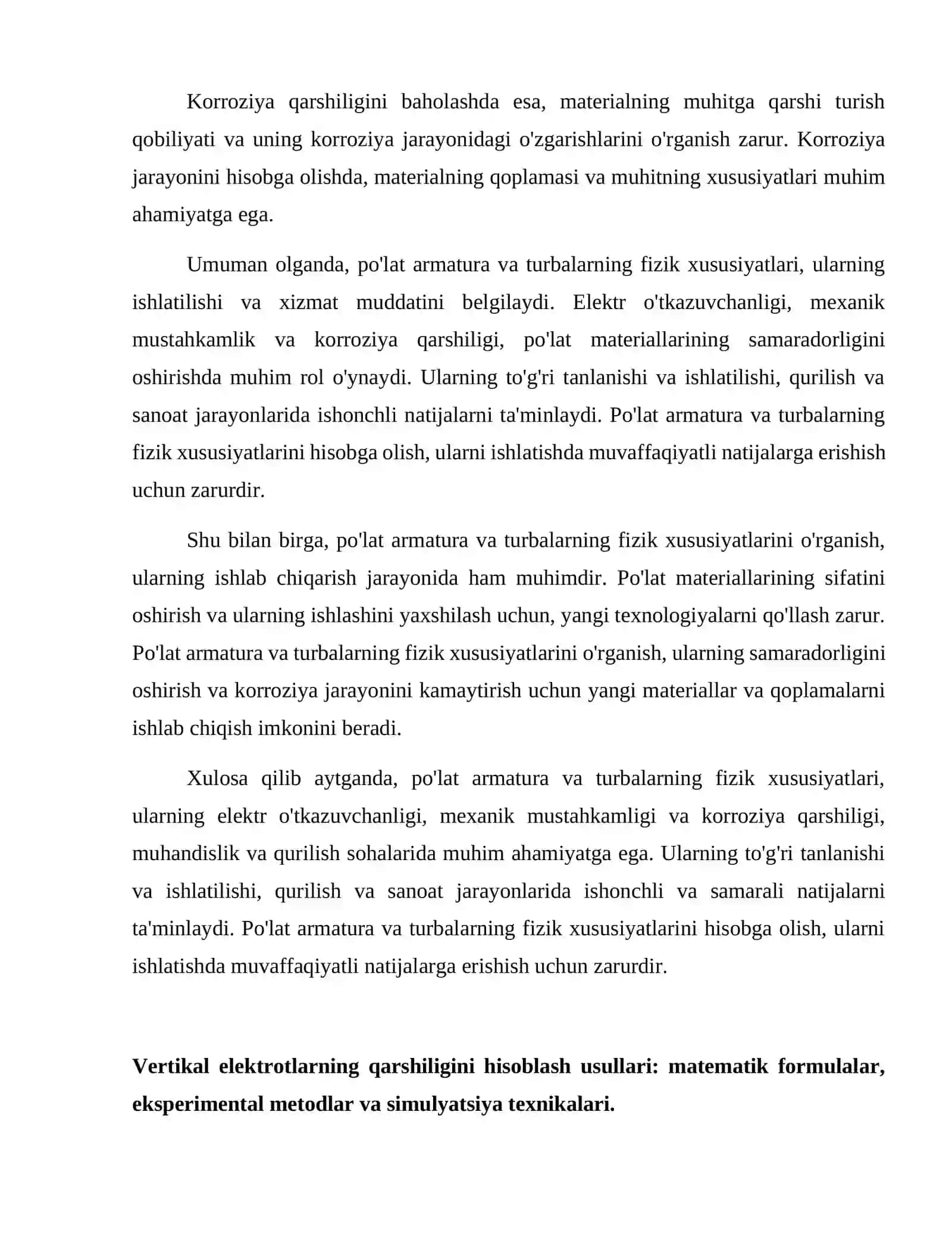 Po'lat armatura yoki turbalardan tayyorlangan vertikal elektrotlarni qarshiligini hisoblash 4