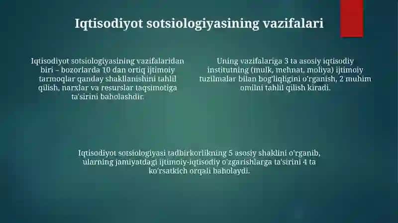 Iqtisod sotsiologiya fanining predmeti va vazifalari 4