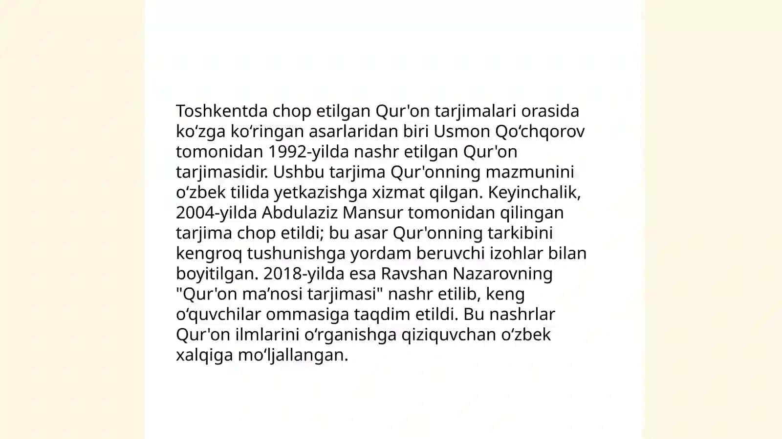 Qur'onning o'zbek tiliga tarjimasi 4