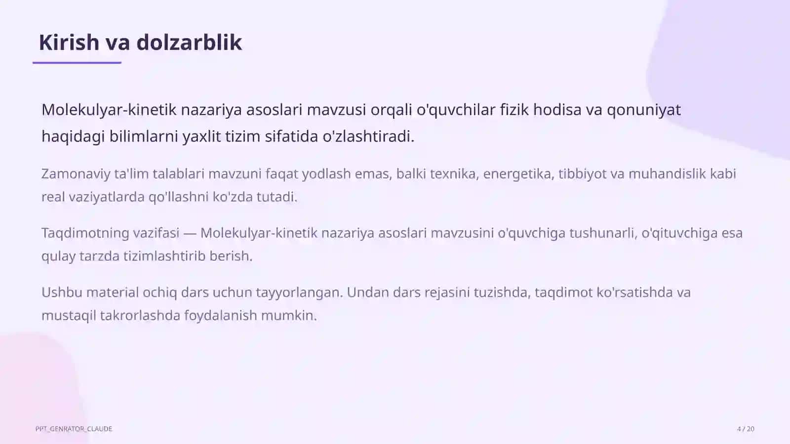 Molekulyar-kinetik nazariya asoslari (10-sinf) 4