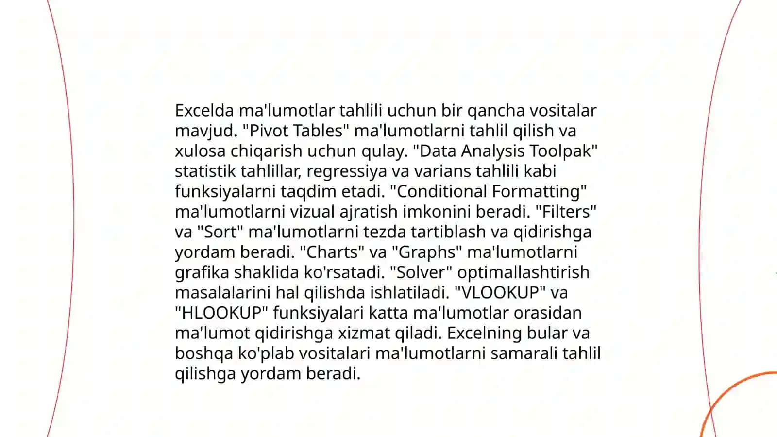Excelda elektron jadvallarni boshqarish 4