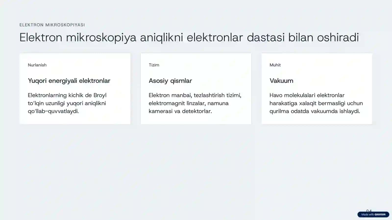 ELEKTRON MIKROSKOPIYASI · SEM 4