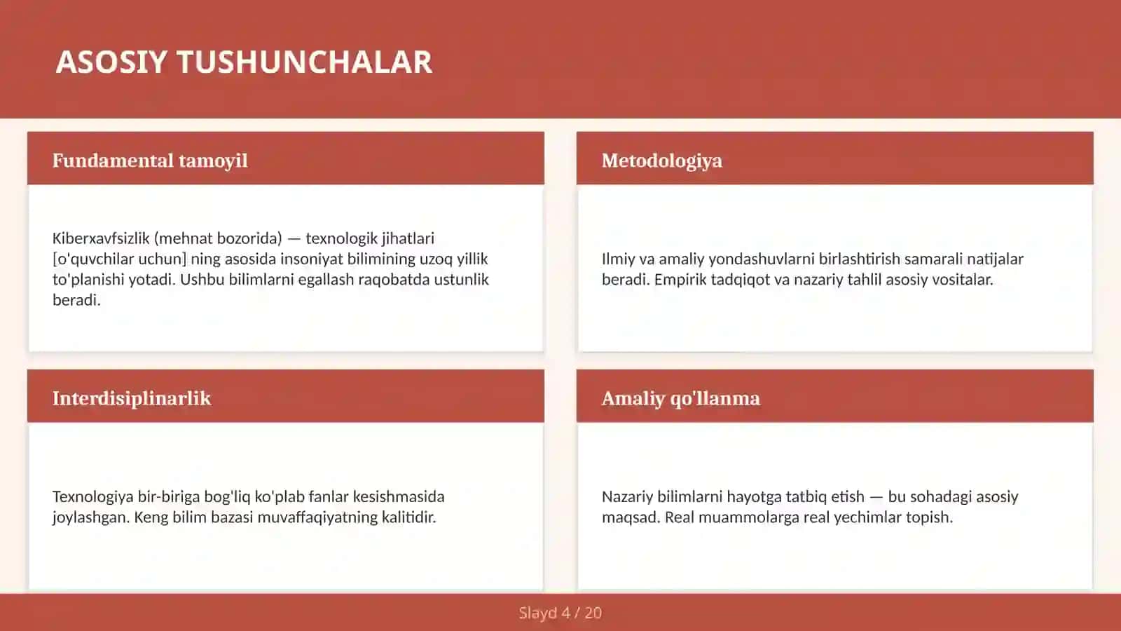KIBERXAVFSIZLIK (MEHNAT BOZORIDA) — TEXNOLOGIK JIHATLARI [O'QUVCHILAR UCHUN] 4
