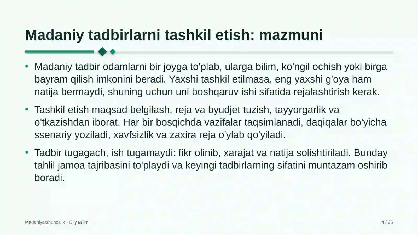 Buxgalteriya xizmatlarida madaniy tadbirlarni tashkil etish 4