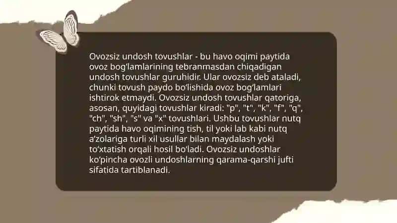 Undosh tovushlar tasnifi, tahlili va talaffuzi 4