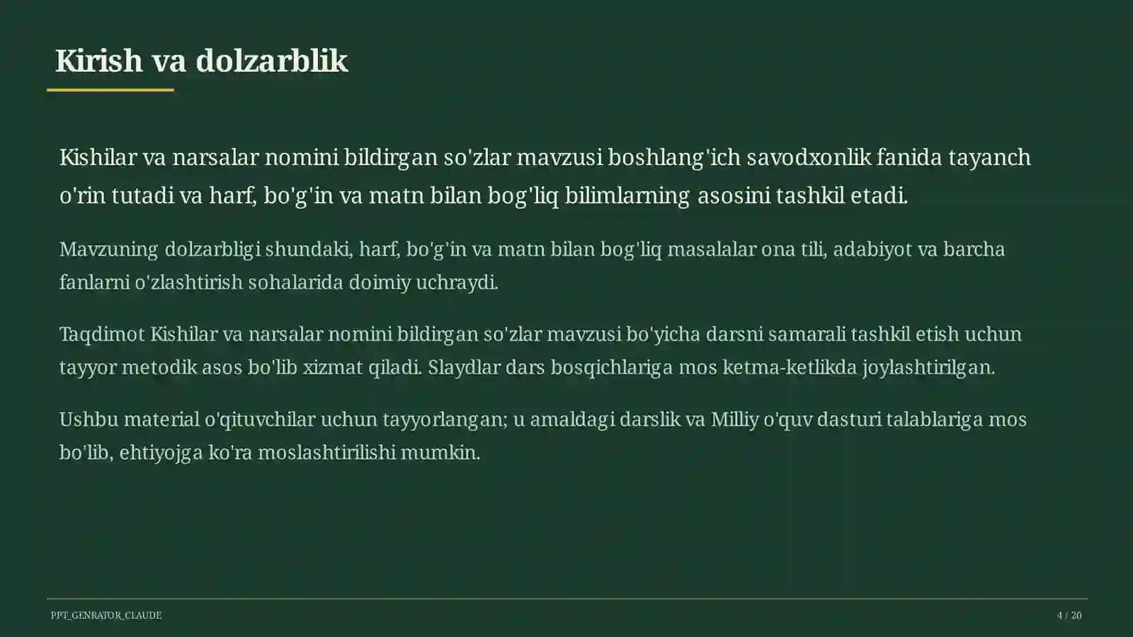Kishilar va narsalar nomini bildirgan so'zlar (2-sinf) 4