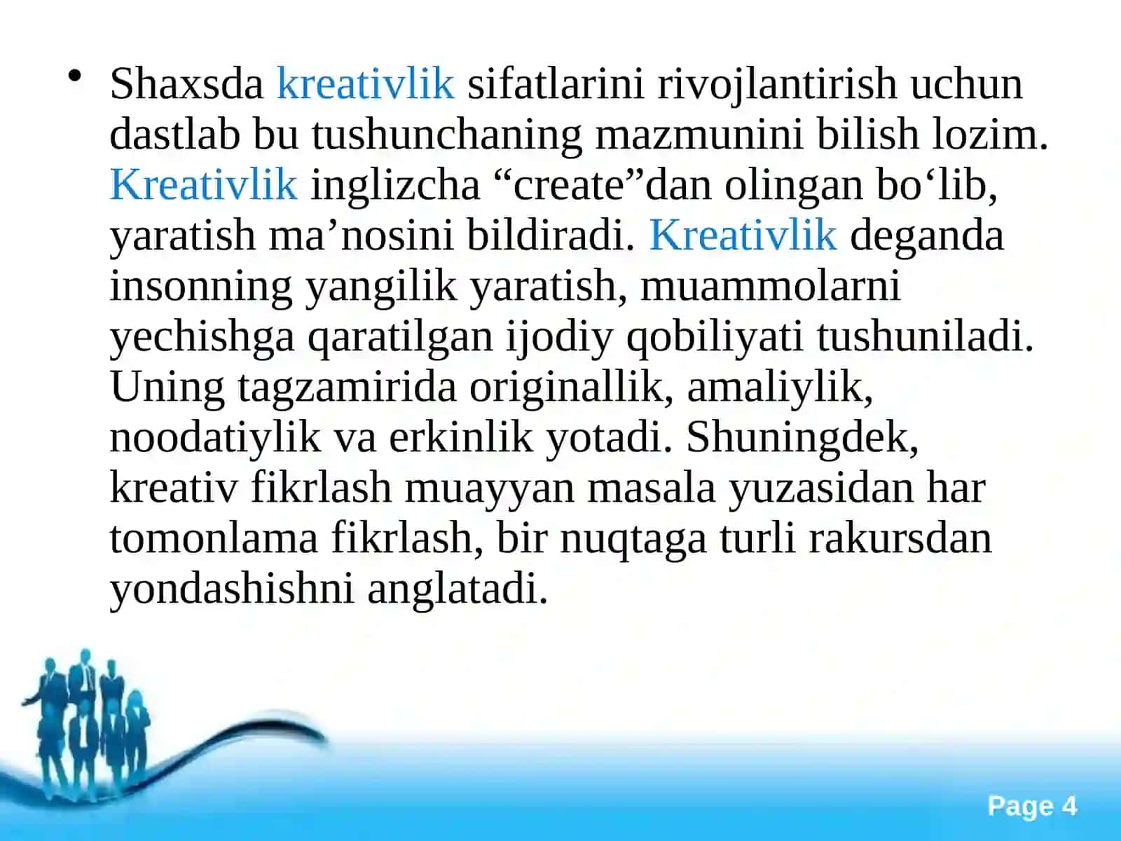 Biznes jarayonlarini tashkil etishda kreativ fikrlashning o'rni 4