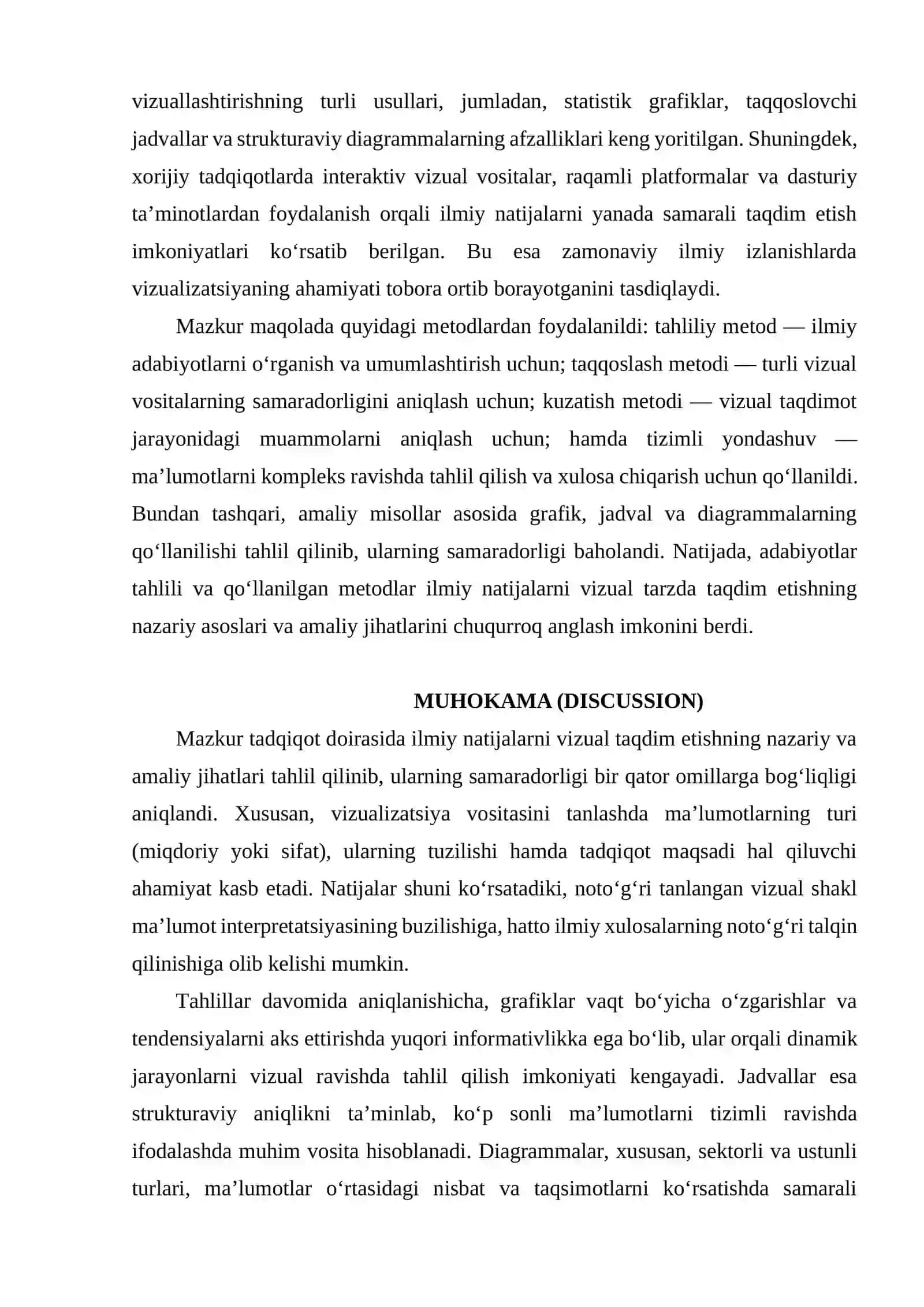 "Ilmiy natijalarni vizual taqdim etish: grafik, jadval va diagrammalar" 4