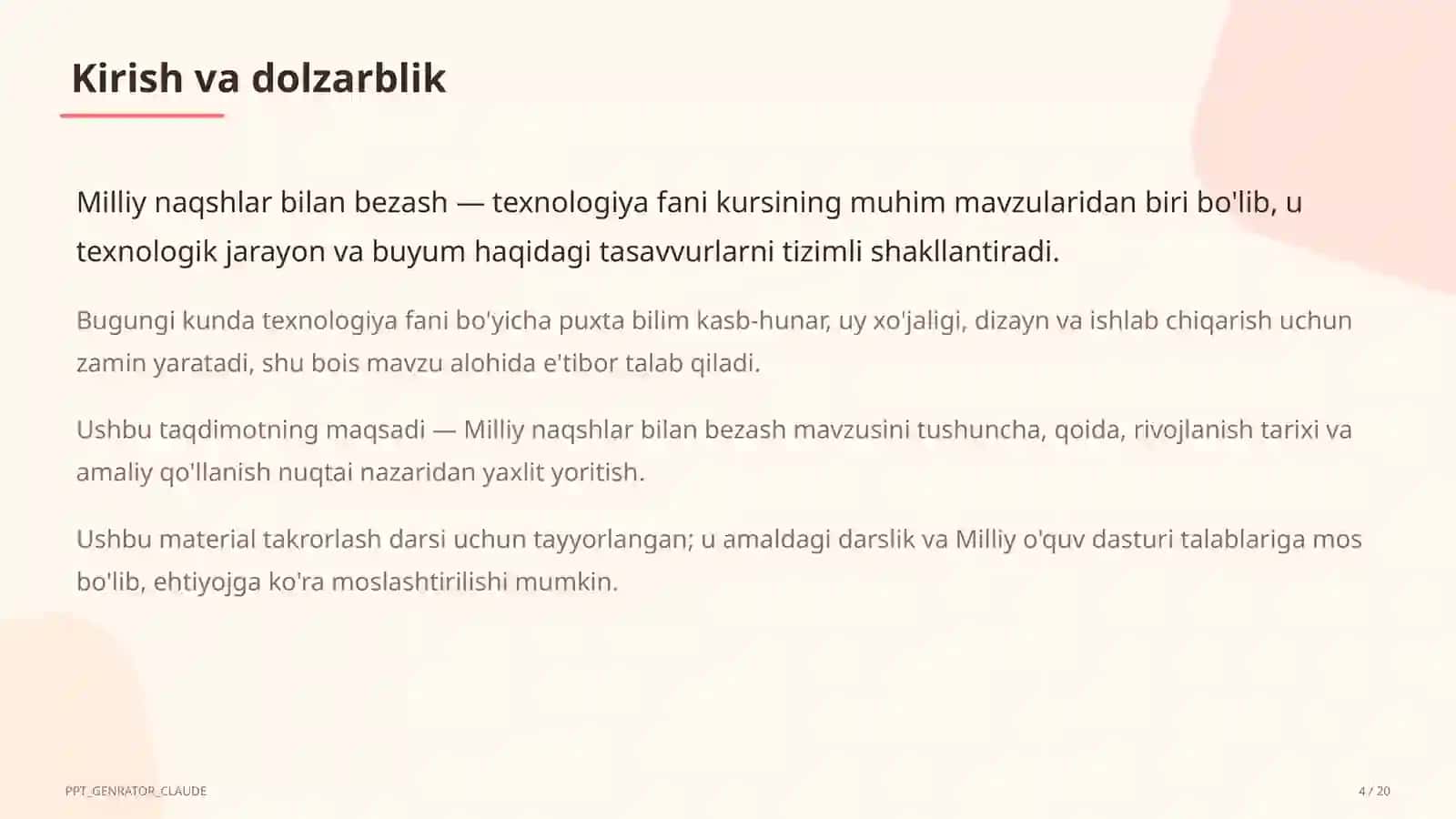 Milliy naqshlar bilan bezash (3-sinf) 4